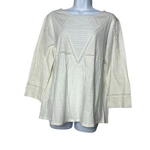 Sundance Women's Cream Cotton‎ Embroidered Shirt Size Medium Long Sleeve